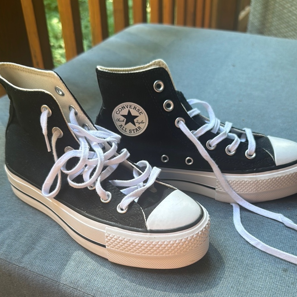 Converse Black and White Platform High-Top Sneakers